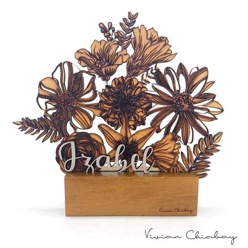 Troféu Floral Nome Personalizado