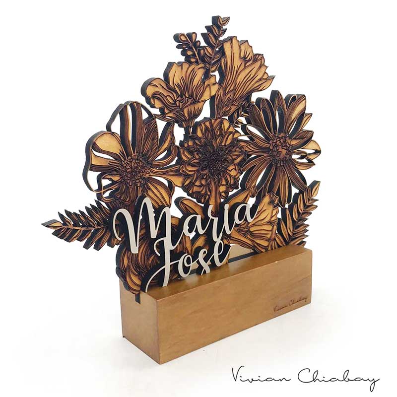 Troféu Floral Nome Personalizado