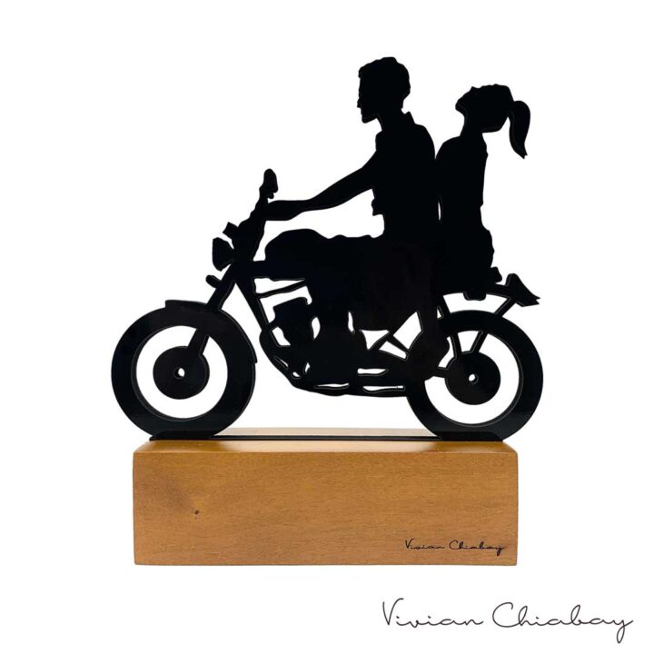 Troféu Silhueta Casal Motociclista