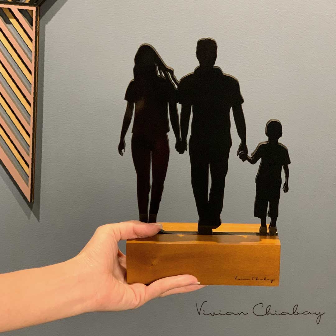 Troféu Silhueta Família Casal e Filho