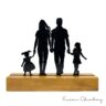 Troféu Silhueta Família Casal, Filha e Filha Bebê