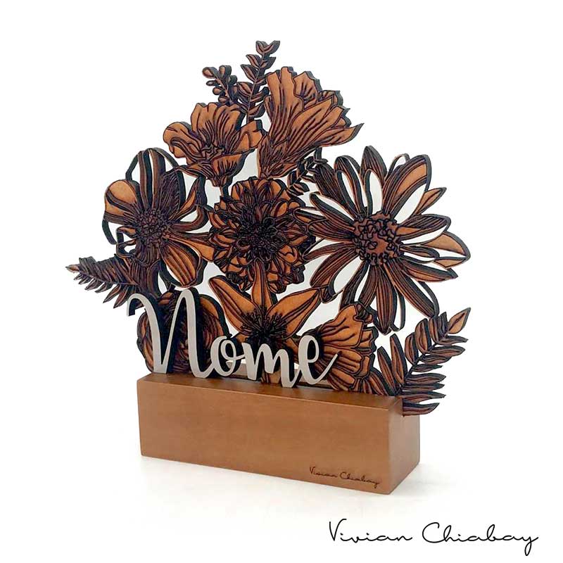 Troféu Floral Nome Personalizado