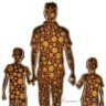 Troféu Silhueta Poá Família Pai e dois Filhos