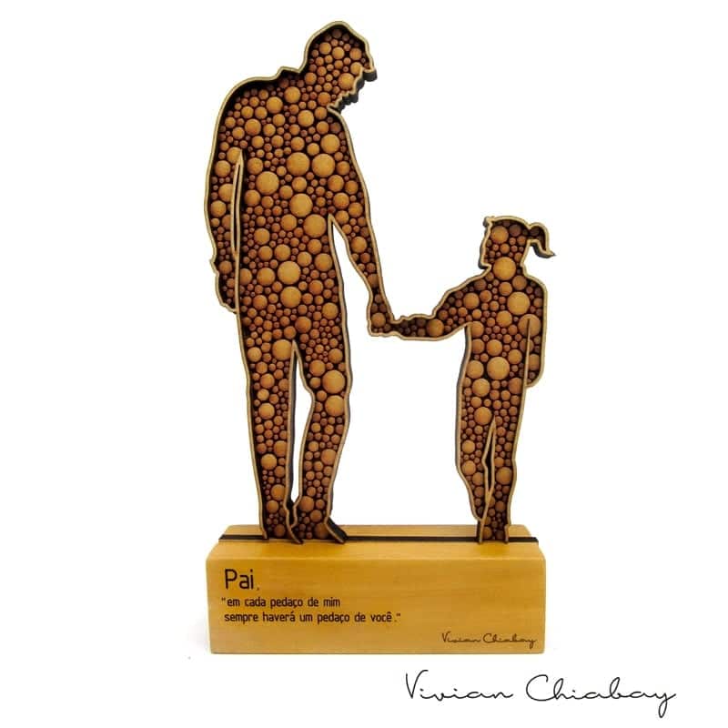 Troféu Silhueta Poá Família Pai e Filha