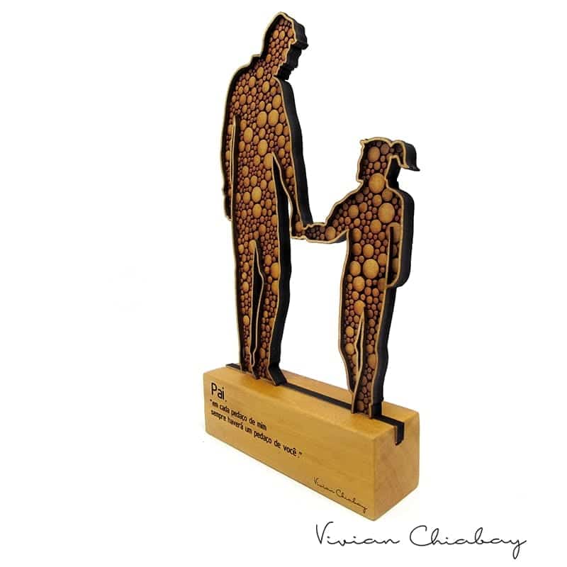 Troféu Silhueta Poá Família Pai e Filha