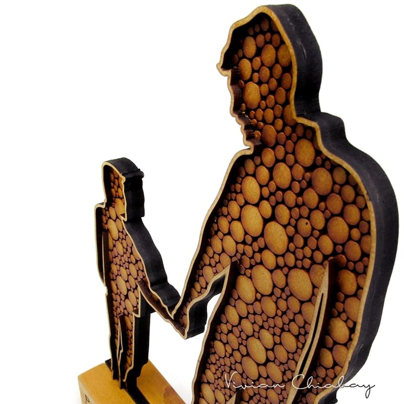 Troféu Silhueta Poá Família Pai e Filho