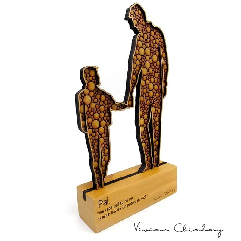 Troféu Silhueta Poá Família Pai e Filho