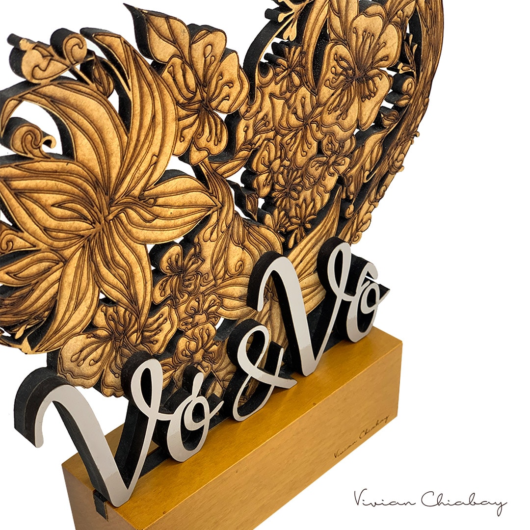 Troféu Coração Floral Vó e Vô