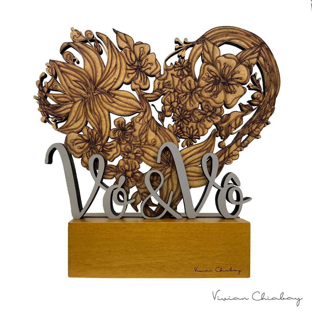 Troféu Coração Floral Vó e Vô