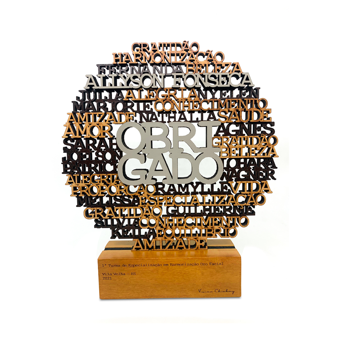 Troféu Palavras Personalizado Circular