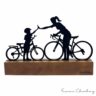 Troféu Silhueta Família Mãe e Filho Ciclistas