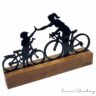 Troféu Silhueta Família Mãe e Filho Ciclistas